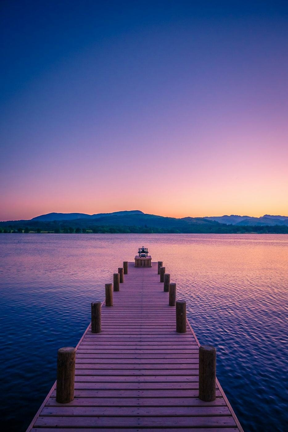 Stég naplementében a Balatonon